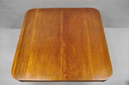 Antique American Empire 54" Square Mahogany Paw Foot Pedestal Base Dining Table