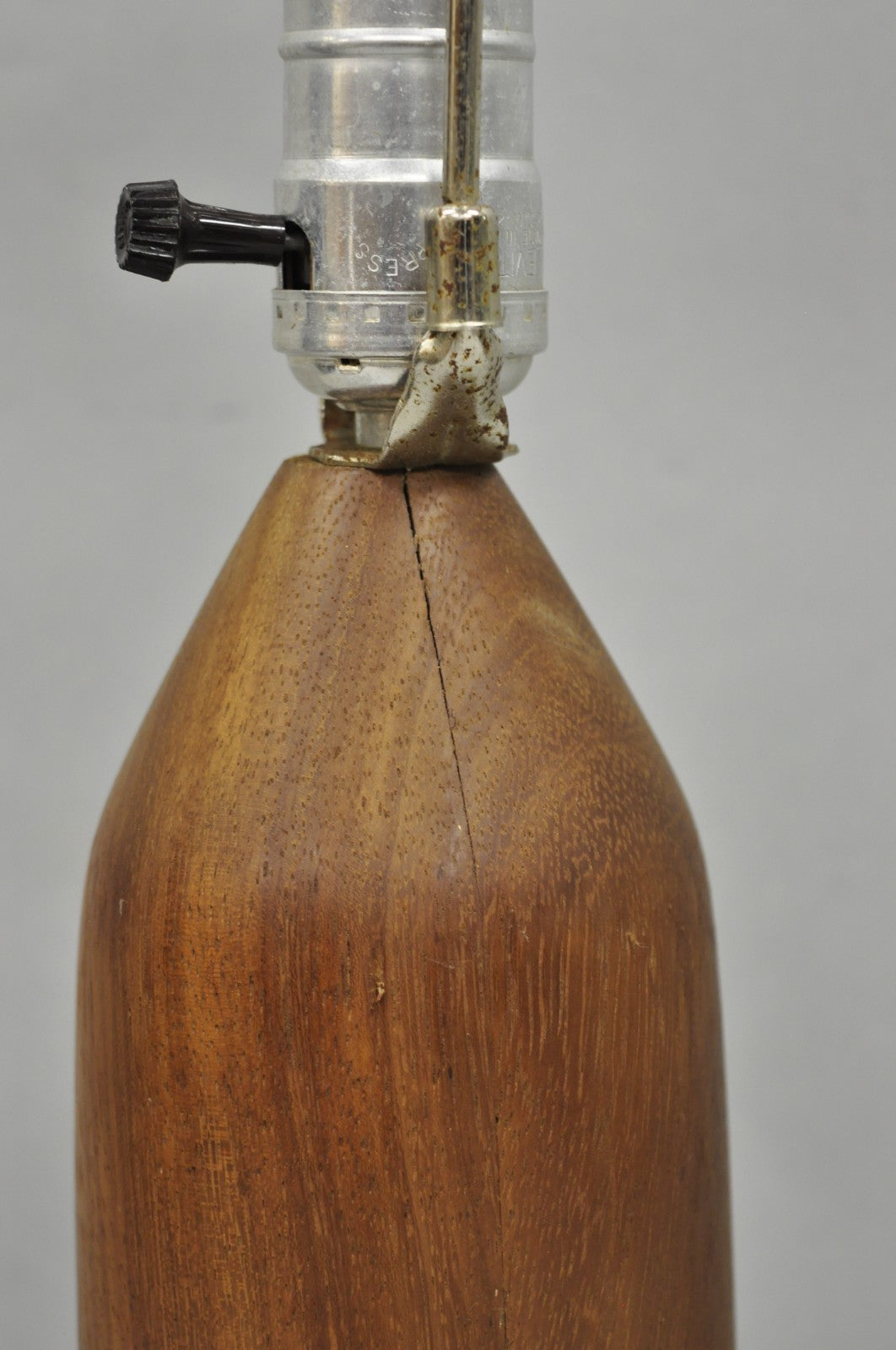 Vintage Mid Century Danish Modern Small Solid Teak Wood "Bottle" Form Table Lamp