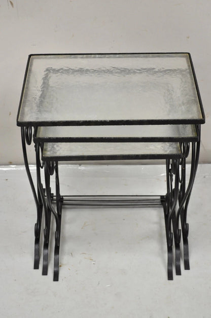 Vintage Salterini Wrought Iron Maple Leaf Garden Nesting Side Tables - Set of 3