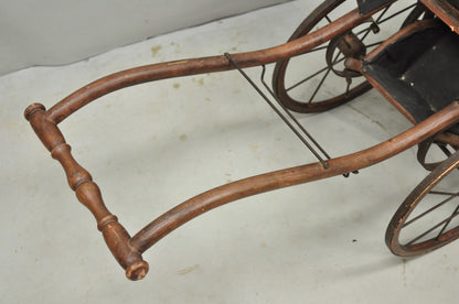 Antique Victorian Bentwood Small Child Size Decorative Baby Buggy Carriage