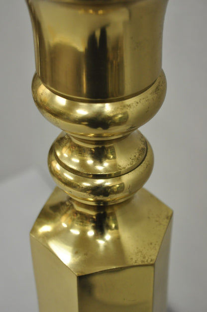 Vintage Hollywood Regency Gold Brass Tall Candlestick Table Lamp Made In Japan
