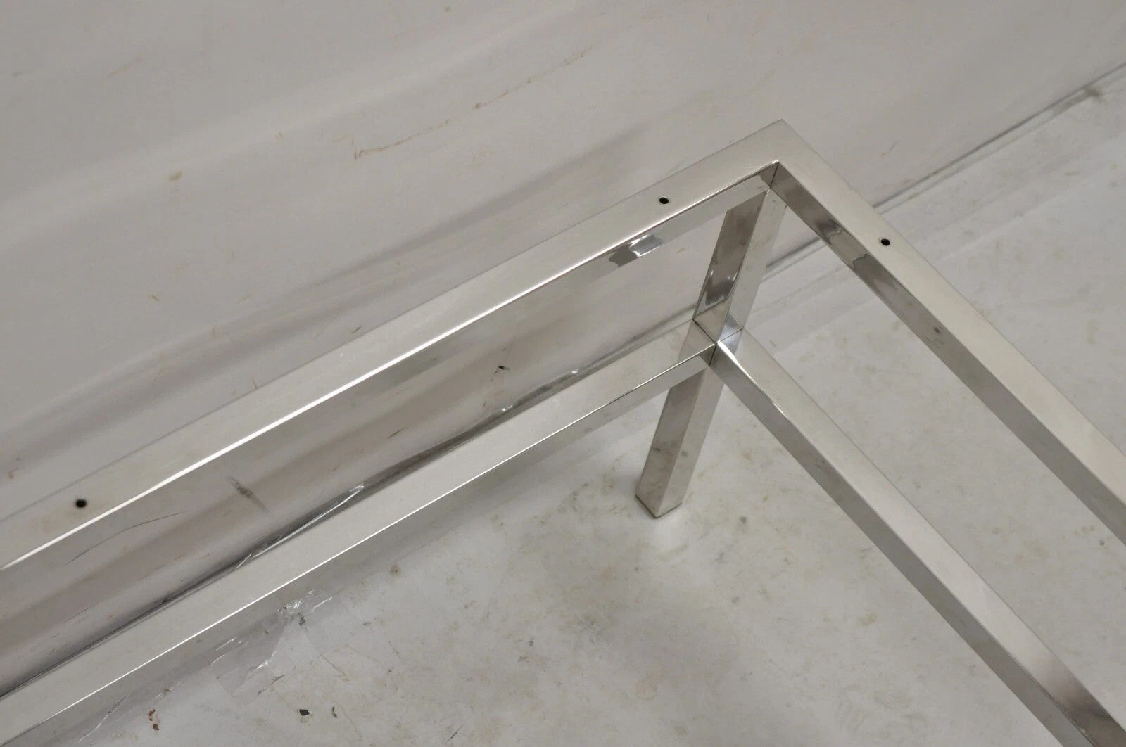Vintage Mid Century Modern Milo Baughman Style Chrome Glass Square Coffee Table