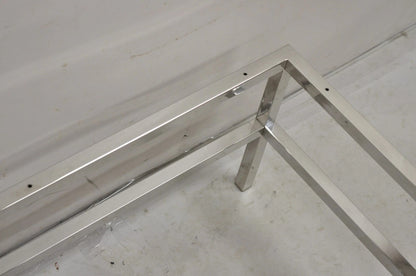 Vintage Mid Century Modern Milo Baughman Style Chrome Glass Square Coffee Table