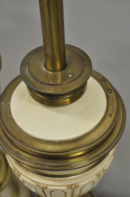Vintage Stiffel Empire Neoclassical Style Urn Form Brass Table Lamps - a Pair