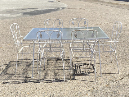 Vintage John Salterini Grapevine Wrought Iron Garden Patio Dining Set - 7 Pc Set
