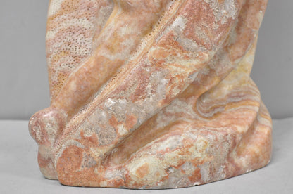 Vintage Seymour Shuren Modern Pink Carved Marble Abstract Nude Figure Sculpture