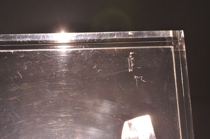 Vintage Mid Century Modern Clear Lucite & Black Acrylic Lighted Pedestal Stand