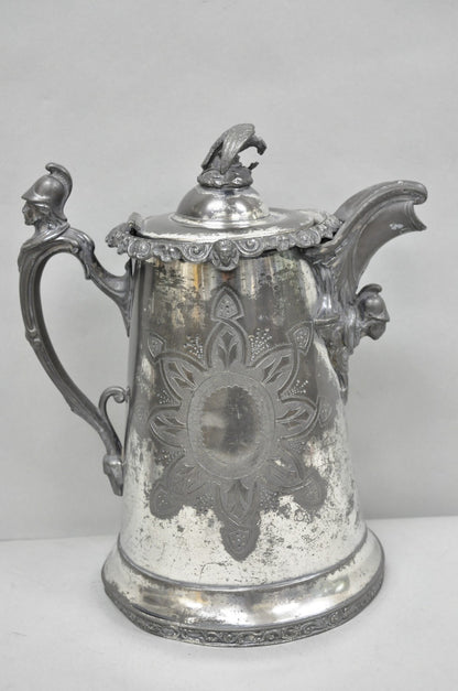 Antique American Victorian E. Kaufmann Figural Coffee Pot Water Pitcher w/ Eagle