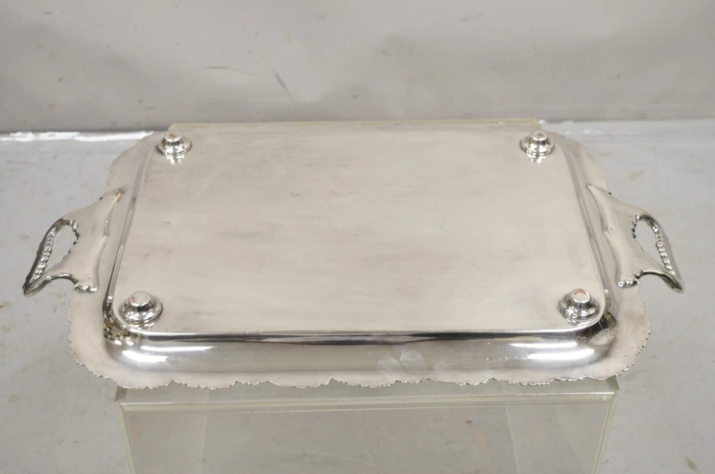 Antique English Victorian Grapevine & Cluster Twin Handle Serving Platter Tray