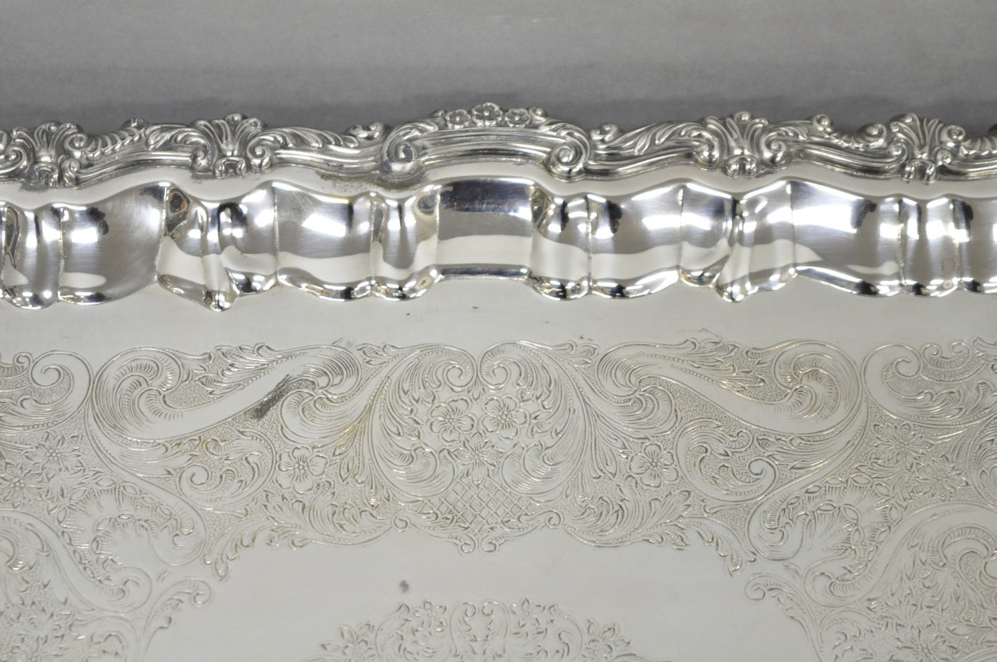 Vintage English Victorian Silver Plated Twin Handle Bar Serving Platter Tray