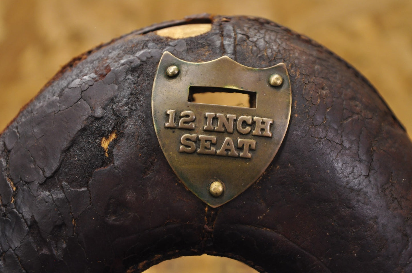 Antique McClellan Brown Leather 12 inch WWI Calvary Horse Saddle, Circa 1900