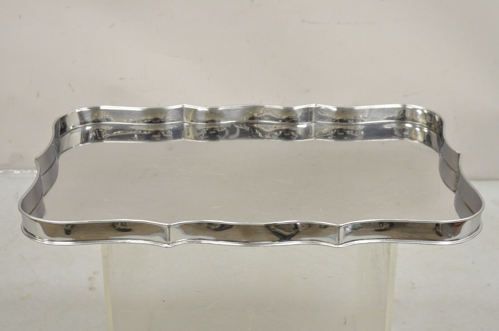 Vintage Italian Hollywood Regency Silver Plated Scalloped Serving Platter Tray