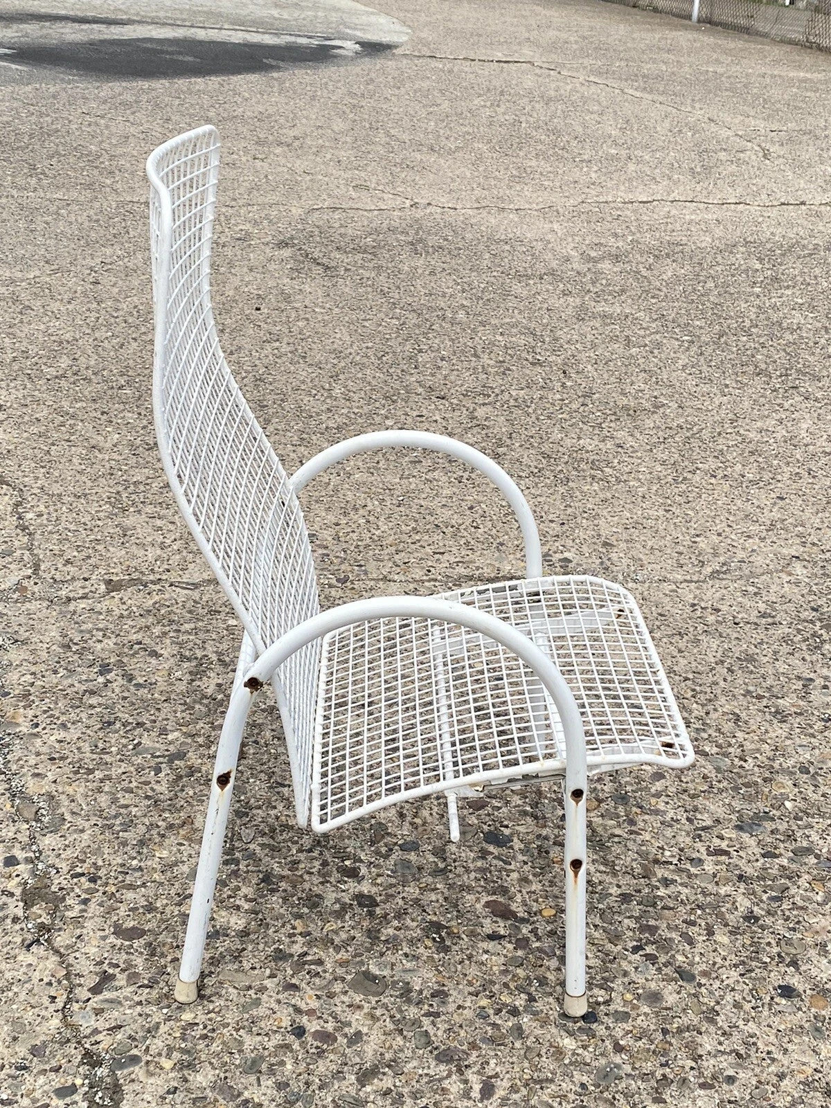 Vintage Mid Century Modern Reclining Wrought Iron Sculptural Patio Lounge Chair