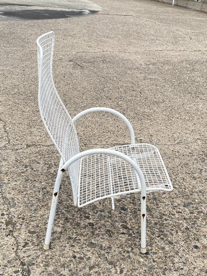 Vintage Mid Century Modern Reclining Wrought Iron Sculptural Patio Lounge Chair