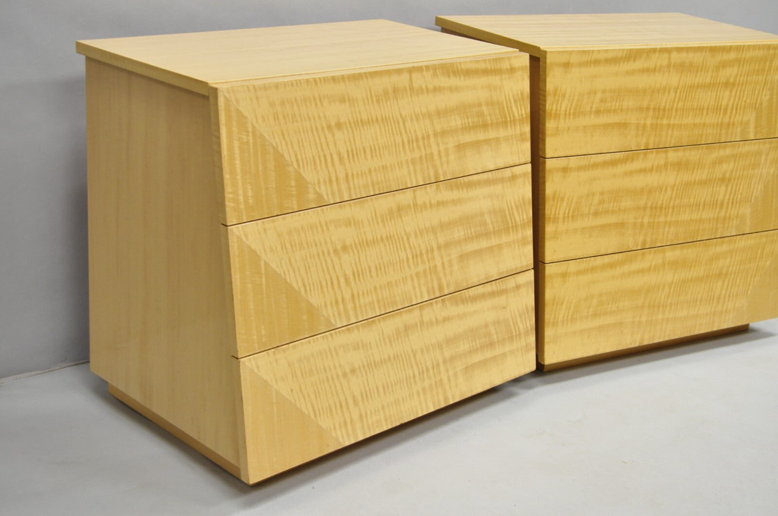 Italian Modern Lacquered Blonde Wood Nightstands by Giorgio Collection - a Pair