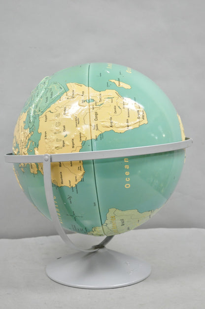 Vintage Nystrom 16" Large Sculptural Relief Classroom Double Axis World Globe