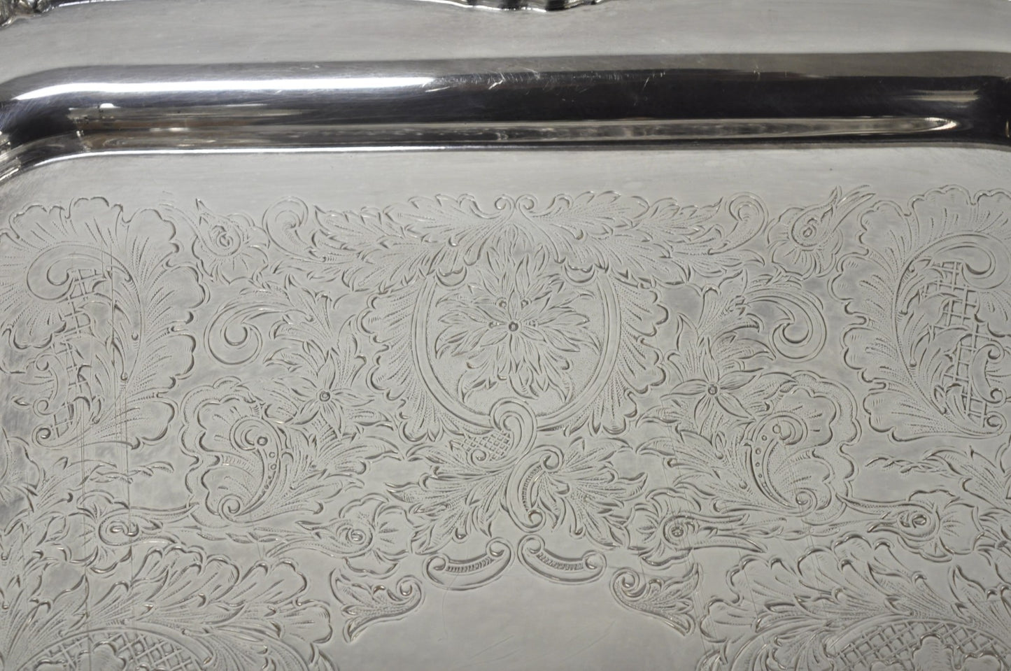 Vintage Sheffield Silver Plated Square Serving Bar Tray w/ Celluloid Handles