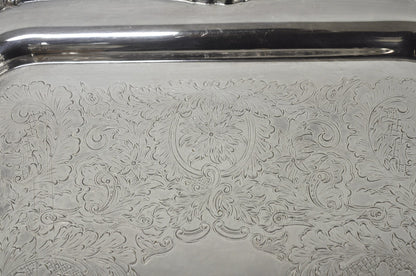 Vintage Sheffield Silver Plated Square Serving Bar Tray w/ Celluloid Handles