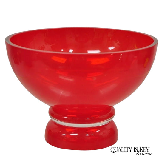 Vintage Marquis Waterford Red 8" Tango Footed Mid Century Modern Glass Bowl