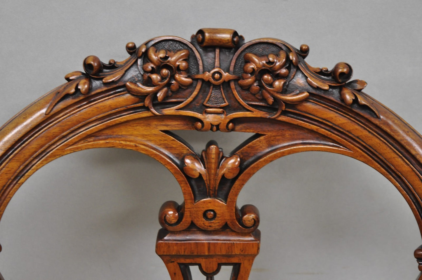 Antique Victorian Carved Walnut French Tapestry Parlor Side Chairs - Set of 4