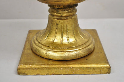 Vintage Italian Hollywood Regency Ceramic Gold Twin Handle Urn Table Lamp