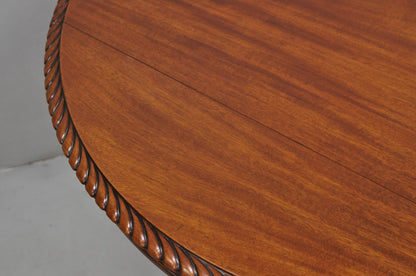 Antique French Empire Carved Mahogany Paw Foot Pedestal Base Round Center Table