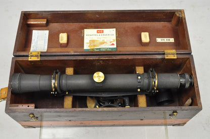 Antique Keuffel & Esser Co 141547 Surveyors Compass in Case w Wooden Tripod Base