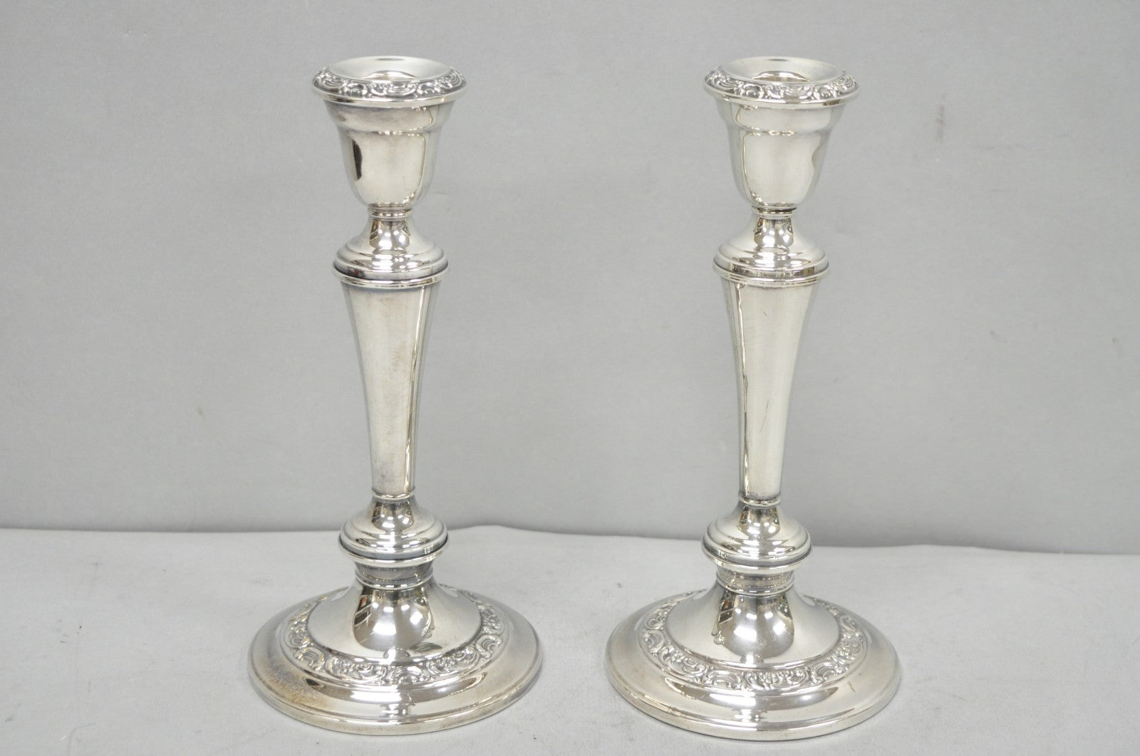 Vintage Gorham YC3021 Silver Plated 3 Arm Convertible Candelabra - a Pair