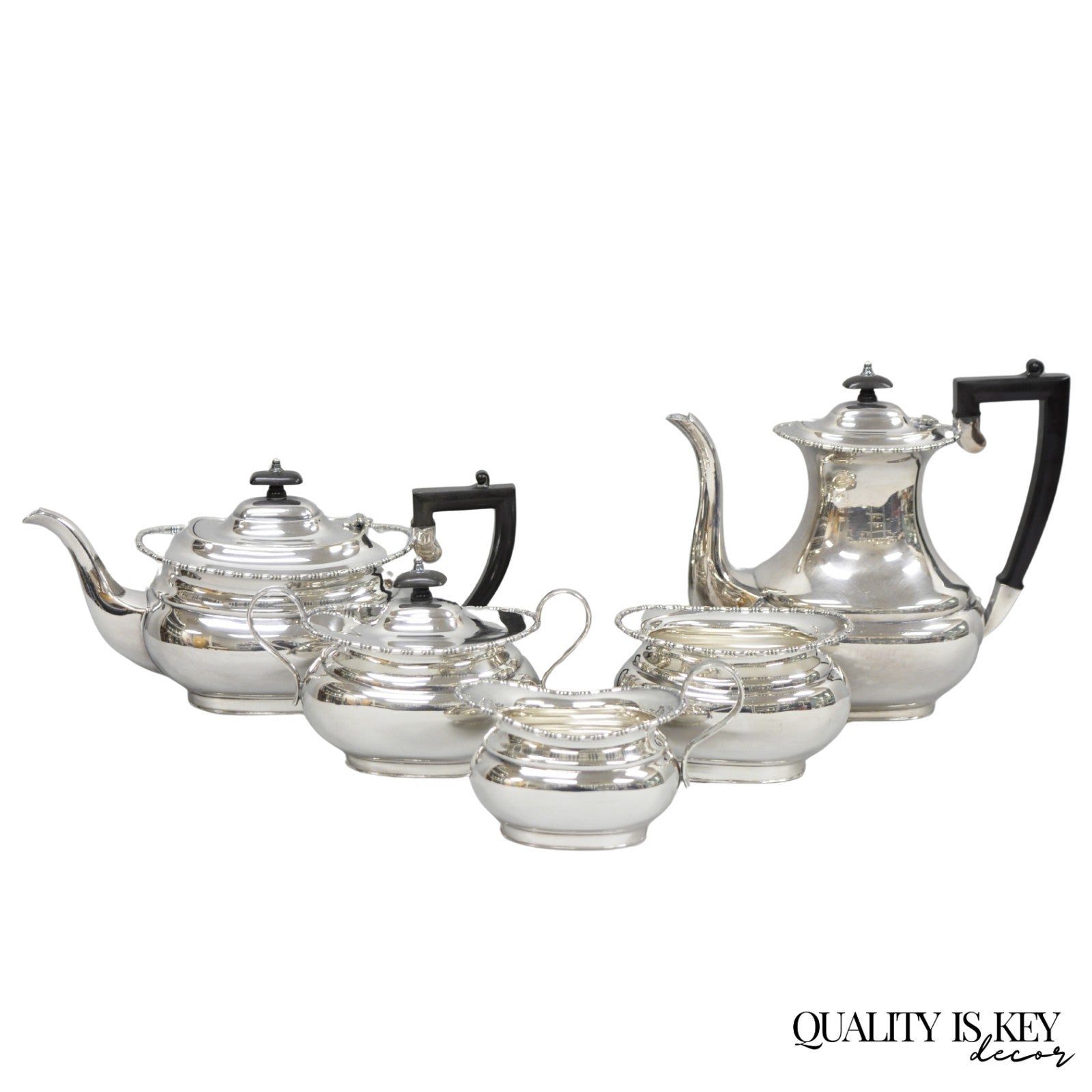 Antique William Adams WA English Sheffield Victorian Silver Plated Tea Set, 5 Pc