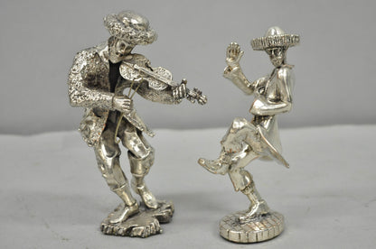 Vintage The Fiddler & Dancing Rabbi 925 Sterling Silver Over Copper Figures