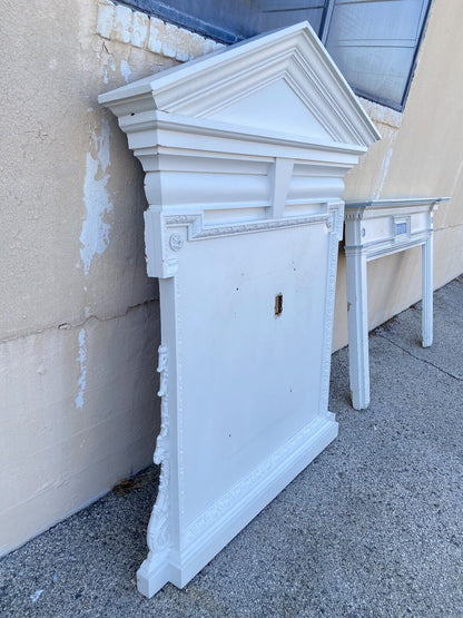 Vintage Georgian Style 80 x 65 Wood Architectural Pediment Mantel Trumeau Frame