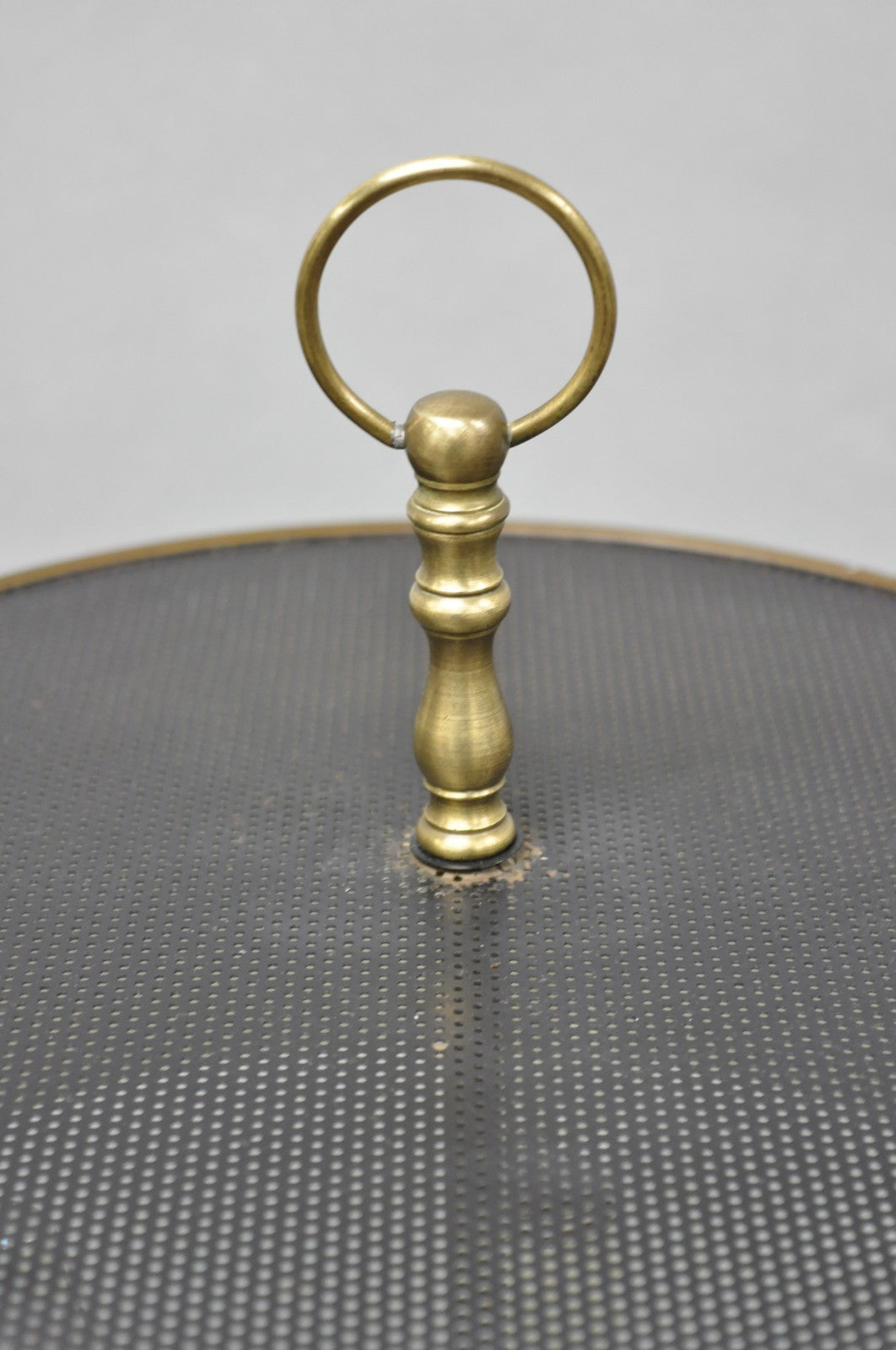 Vintage French Country Brass Reading Floor Pole Lamp with Tole Metal Shade