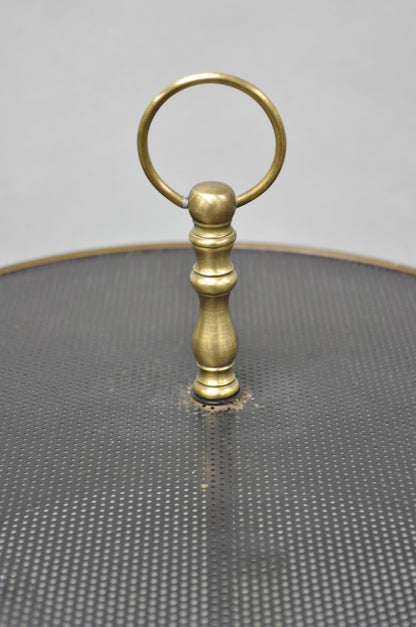 Vintage French Country Brass Reading Floor Pole Lamp with Tole Metal Shade