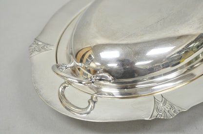 Vintage Victor SP Co Art Deco Silver Plated Covered Vegetable Serving Dish