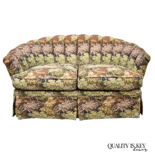 Vintage Floral Print 60" Fully Upholstered Channel Back Loveseat Sofa by Harden