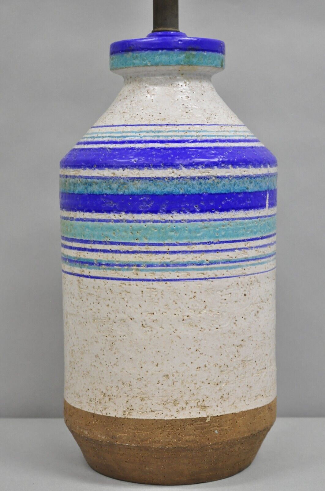 Aldo Londi Bitossi Italian Mid Century Modern Blue Ceramic Glazed Table Lamp