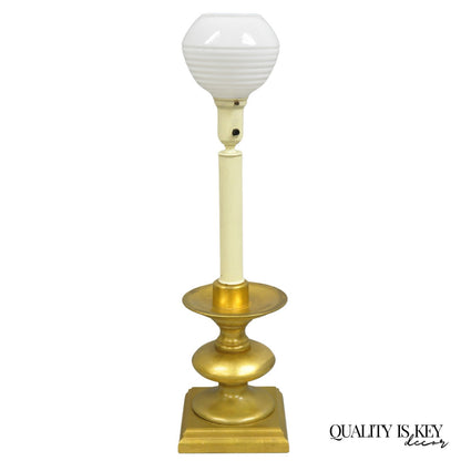 Vintage Italian Hollywood Regency Gold Giltwood Candlestick Table Lamp