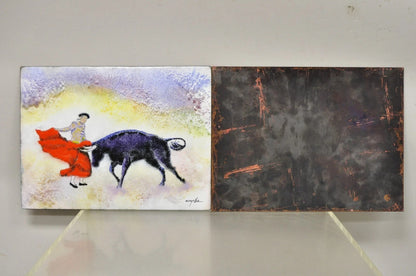 Dom Dominic Mingolla Enamel on Copper Painting Spanish Matador 9 x 12 - a Pair
