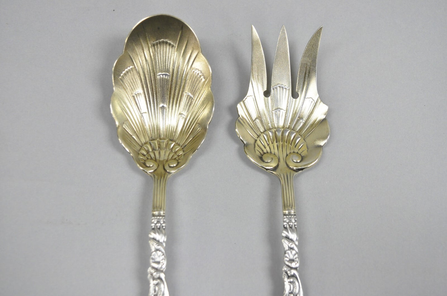 Antique Gorham Versailles Sterling Silver Flatware Salad Serving Fork Spoon Set