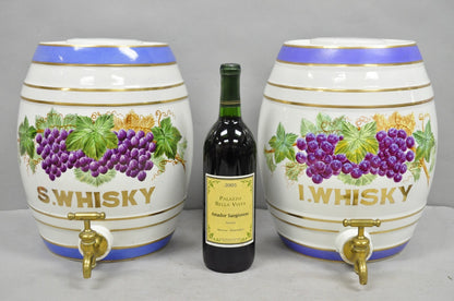 Antique Loftus London English Victorian Porcelain Spirits Whisky Barrels - Pair
