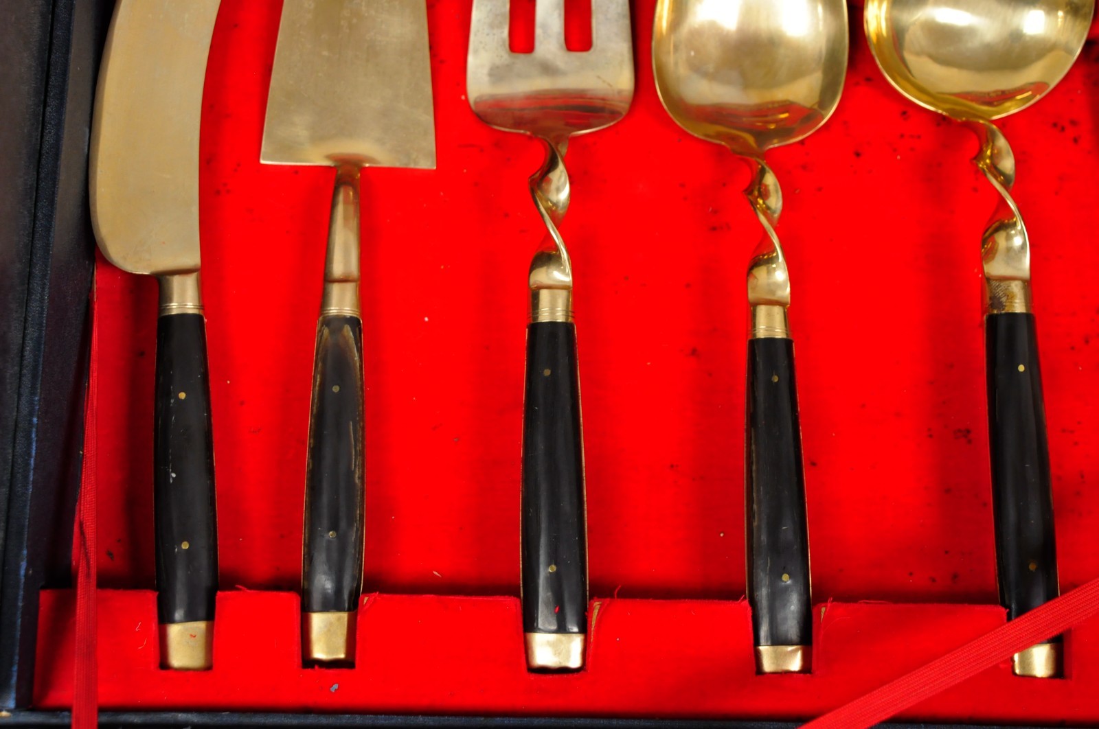 Vintage Bangkok Jewels Bronze Brass & Celluloid Flatware Set in Case - 130 Pcs