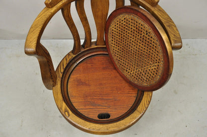 Antique JB Van Sciver Oak Wood Swivel Ship Captains Courthouse Bankers Arm Chair