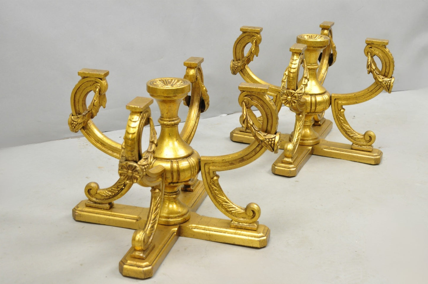 Vintage Italian Hollywood Regency Gold Gilt Metal Double Pedestal Coffee Table