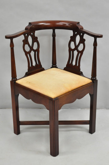 Vintage Hickory Chair Co Georgian Style Mahogany Corner Accent Side Chair