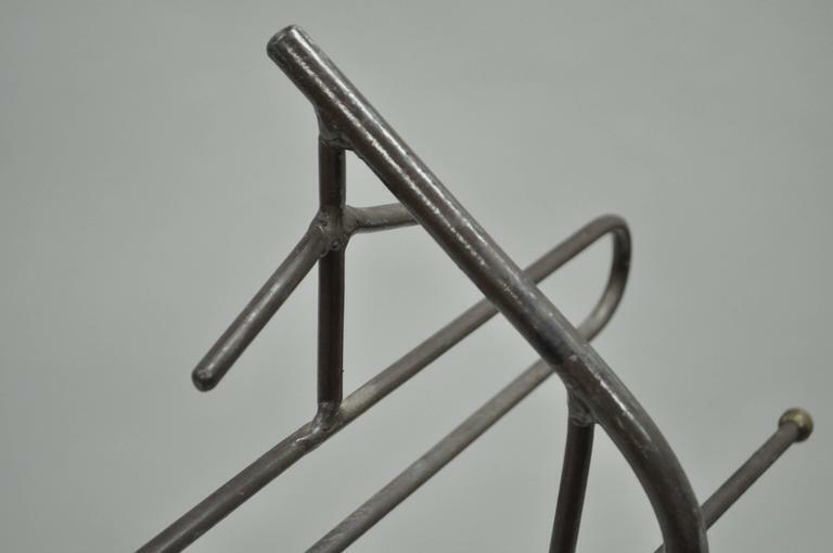 Vintage Modernist Jacques Adnet Style Wrought Iron Hairpin Clothing Valet