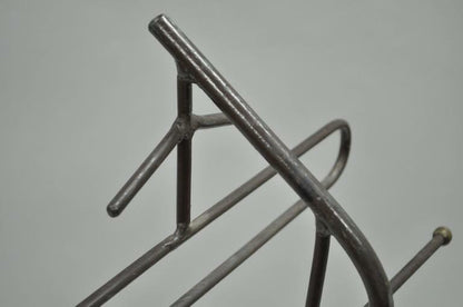 Vintage Modernist Jacques Adnet Style Wrought Iron Hairpin Clothing Valet