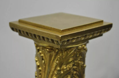 19th C. French Empire Bronze Large 32" Paw Foot Column Fireplace Andirons - Pair