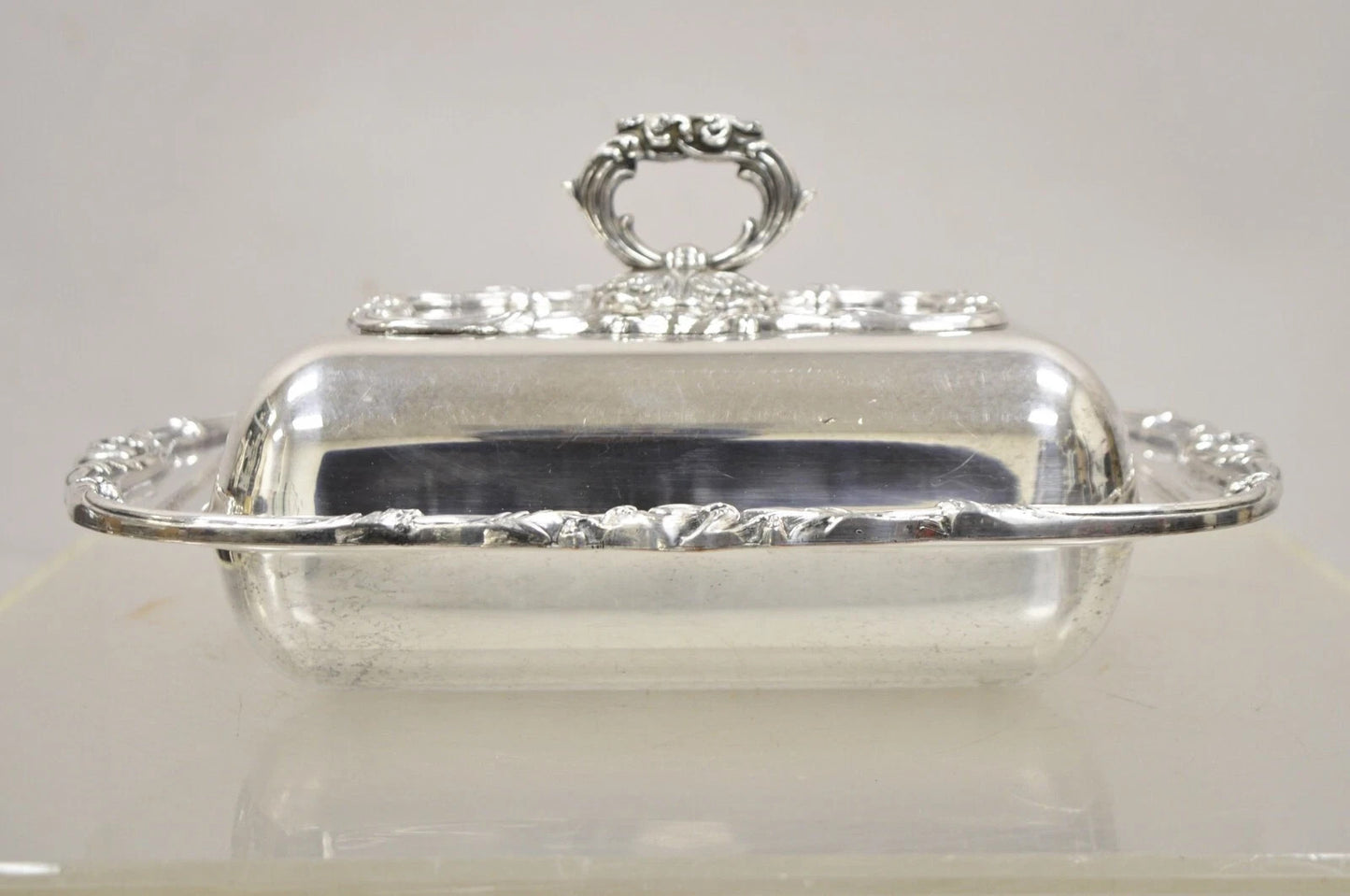 Vintage Gorham Black Starr Silver Plated Lidded Vegetable Serving Platter Dish