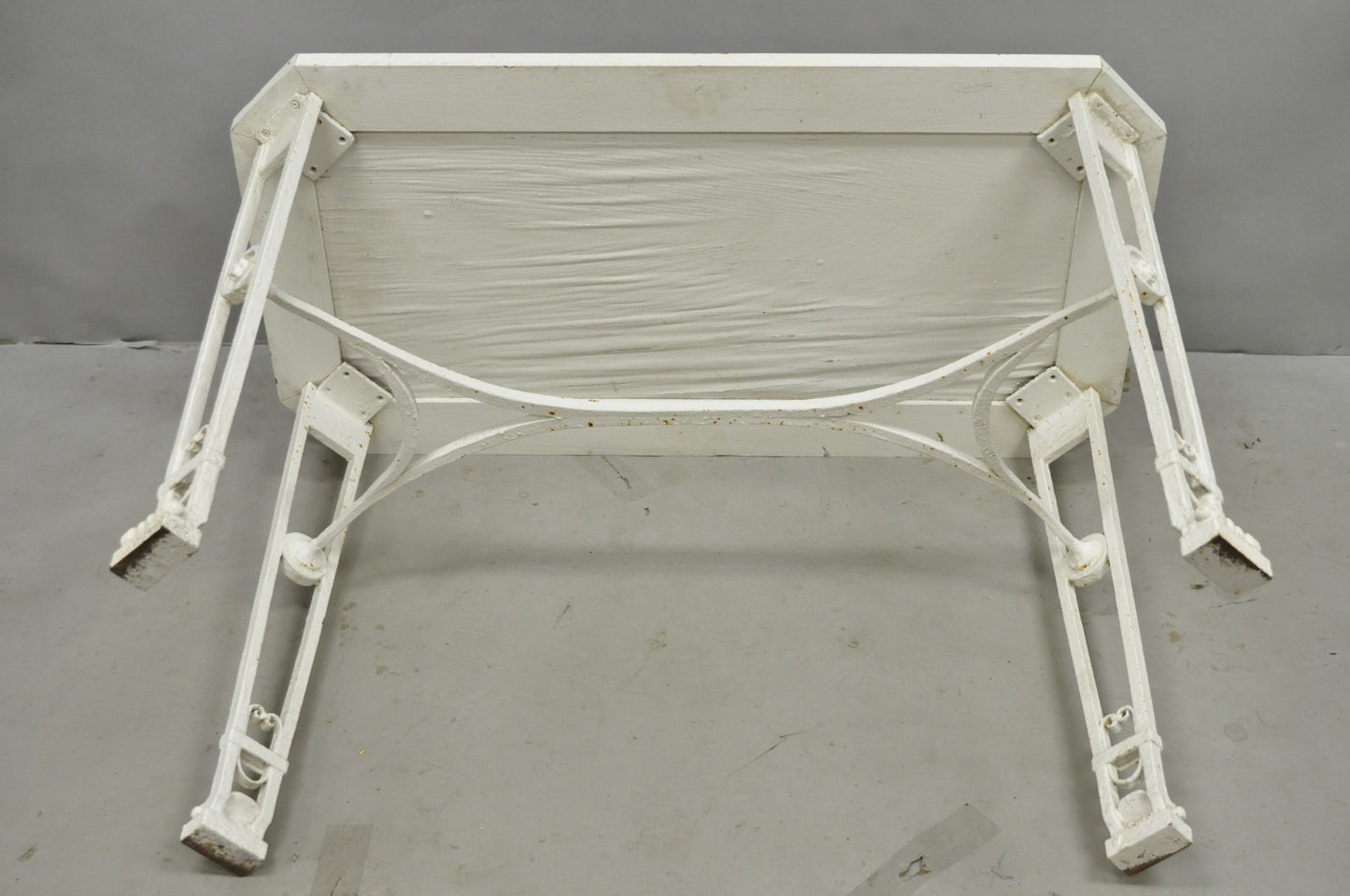 Antique Gothic Renaissance Wrought Iron Stretcher Base Potting Side Table (A)