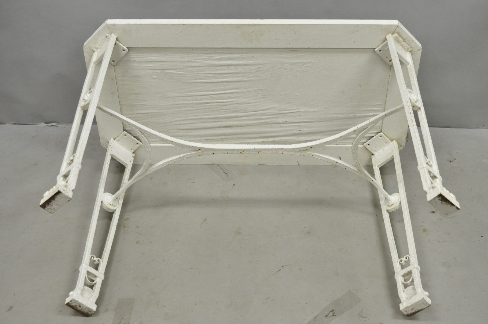 Antique Gothic Renaissance Wrought Iron Stretcher Base Potting Side Table (A)